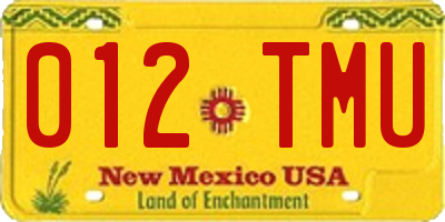 NM license plate 012TMU