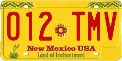NM license plate 012TMV