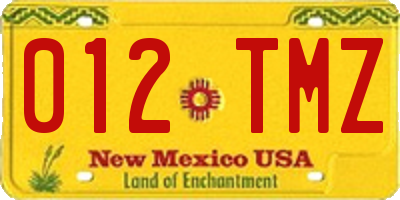 NM license plate 012TMZ