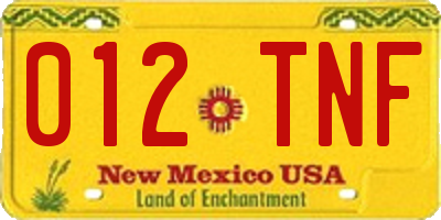 NM license plate 012TNF