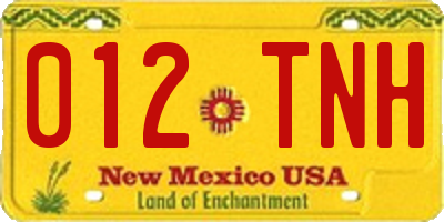 NM license plate 012TNH