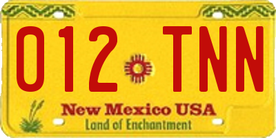 NM license plate 012TNN
