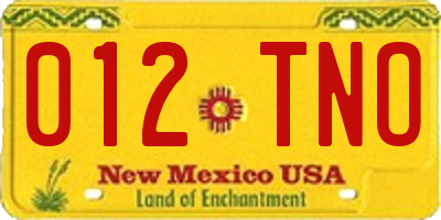 NM license plate 012TNO