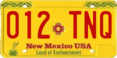 NM license plate 012TNQ
