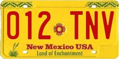 NM license plate 012TNV