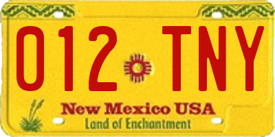 NM license plate 012TNY