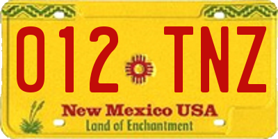NM license plate 012TNZ