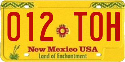 NM license plate 012TOH