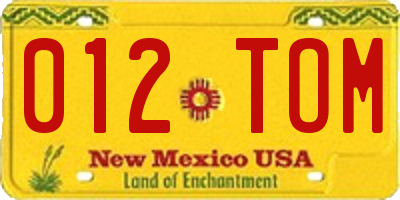 NM license plate 012TOM