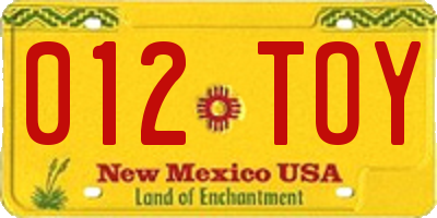 NM license plate 012TOY