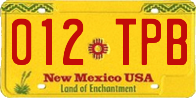 NM license plate 012TPB