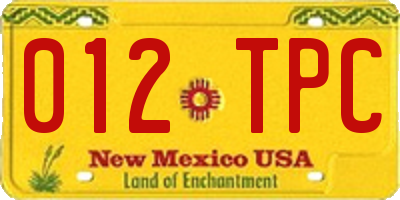 NM license plate 012TPC