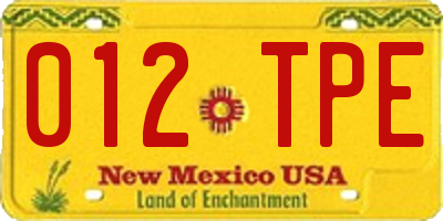 NM license plate 012TPE