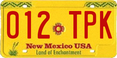 NM license plate 012TPK