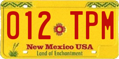 NM license plate 012TPM