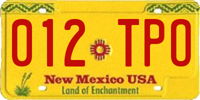 NM license plate 012TPO