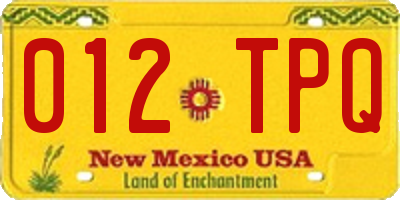 NM license plate 012TPQ