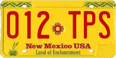 NM license plate 012TPS