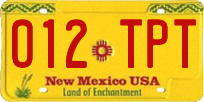 NM license plate 012TPT