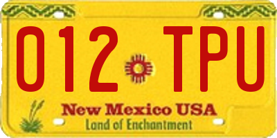NM license plate 012TPU