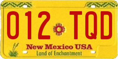 NM license plate 012TQD