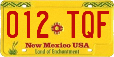 NM license plate 012TQF
