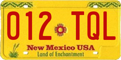NM license plate 012TQL