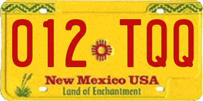 NM license plate 012TQQ