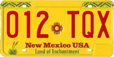 NM license plate 012TQX