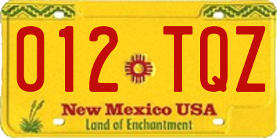 NM license plate 012TQZ