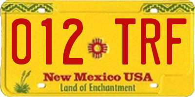 NM license plate 012TRF