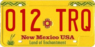 NM license plate 012TRQ