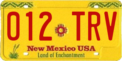 NM license plate 012TRV