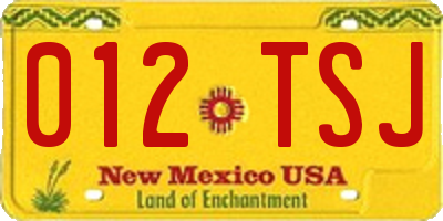 NM license plate 012TSJ