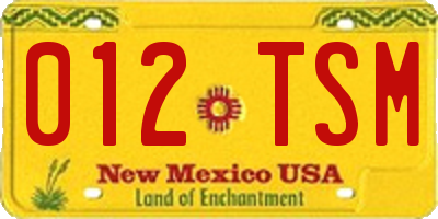 NM license plate 012TSM