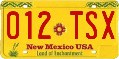 NM license plate 012TSX