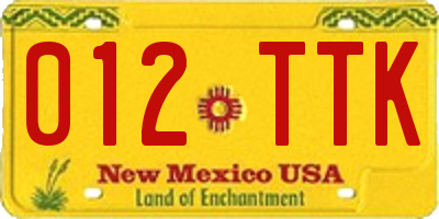 NM license plate 012TTK