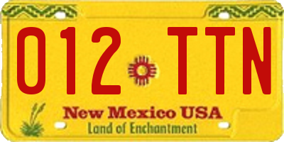 NM license plate 012TTN