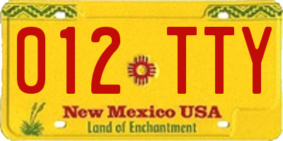 NM license plate 012TTY