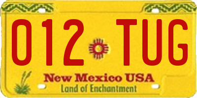 NM license plate 012TUG