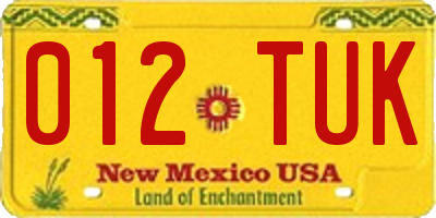 NM license plate 012TUK