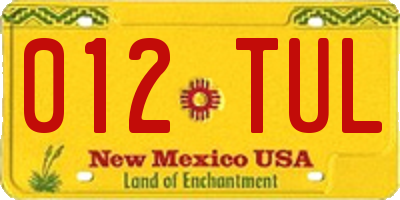 NM license plate 012TUL