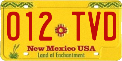 NM license plate 012TVD