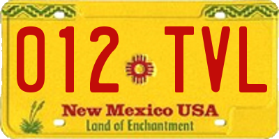 NM license plate 012TVL