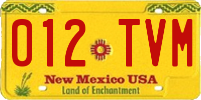 NM license plate 012TVM