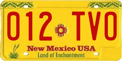NM license plate 012TVO