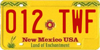 NM license plate 012TWF