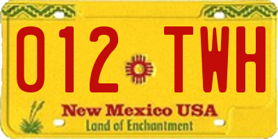 NM license plate 012TWH