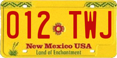 NM license plate 012TWJ