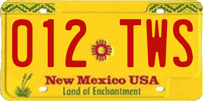 NM license plate 012TWS